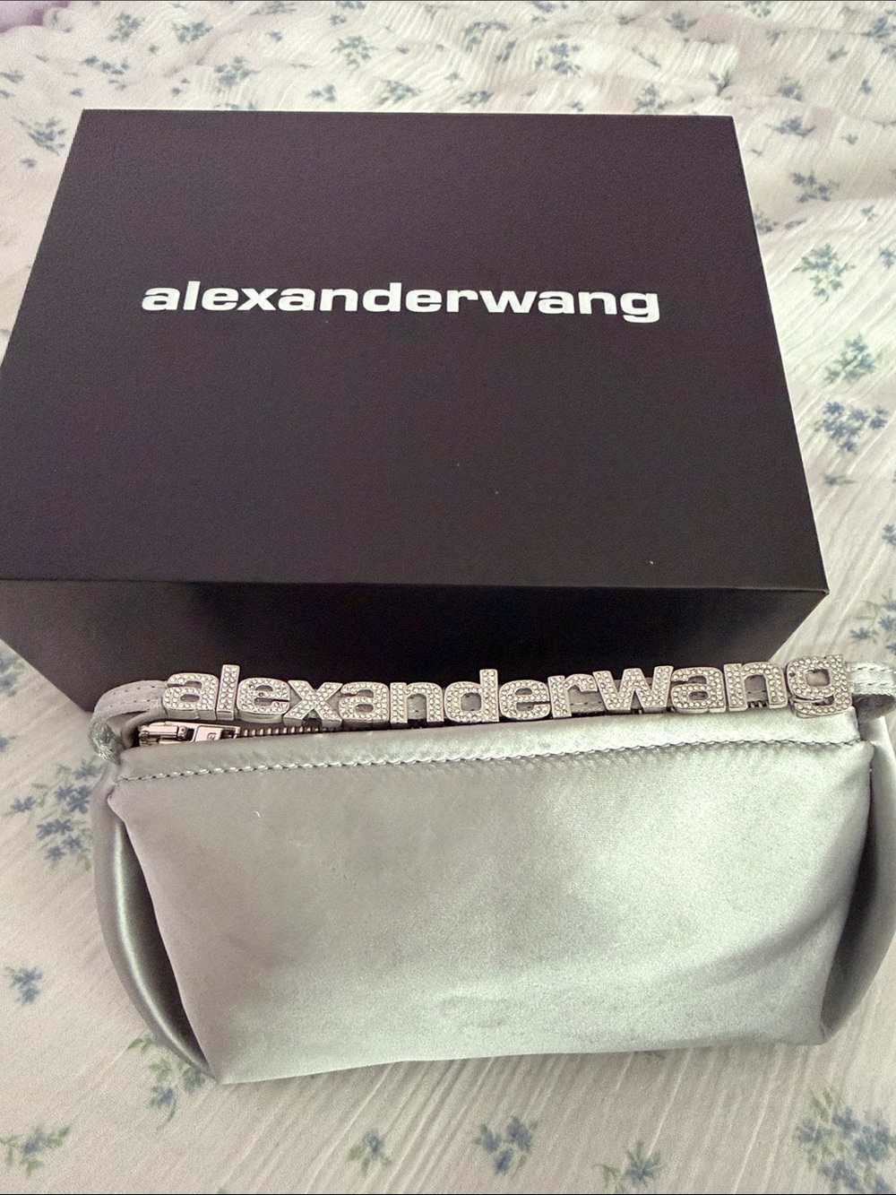 Alexander Wang mini silver satin handle bag